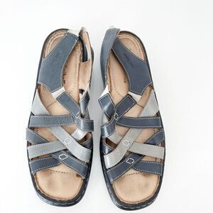 Josef Seibel Womens Airped The European Comfort Shoes Sandals Blue Gray Size 41